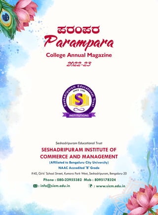 Parampara - an annual magazine of Seshadripuram Institute of Commerce and Management
