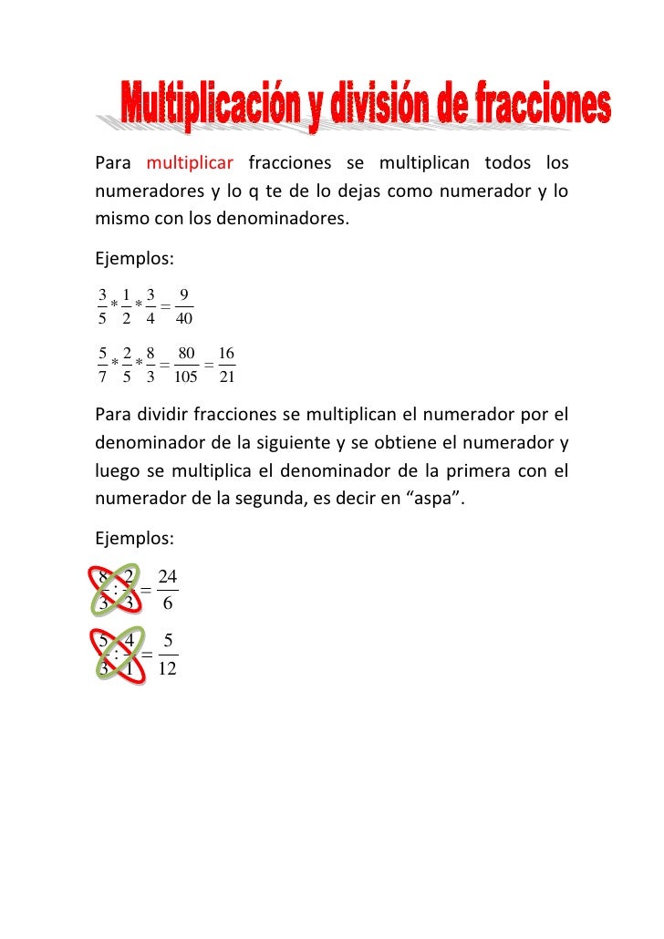 Multiplicacion Y Division De Fracciones