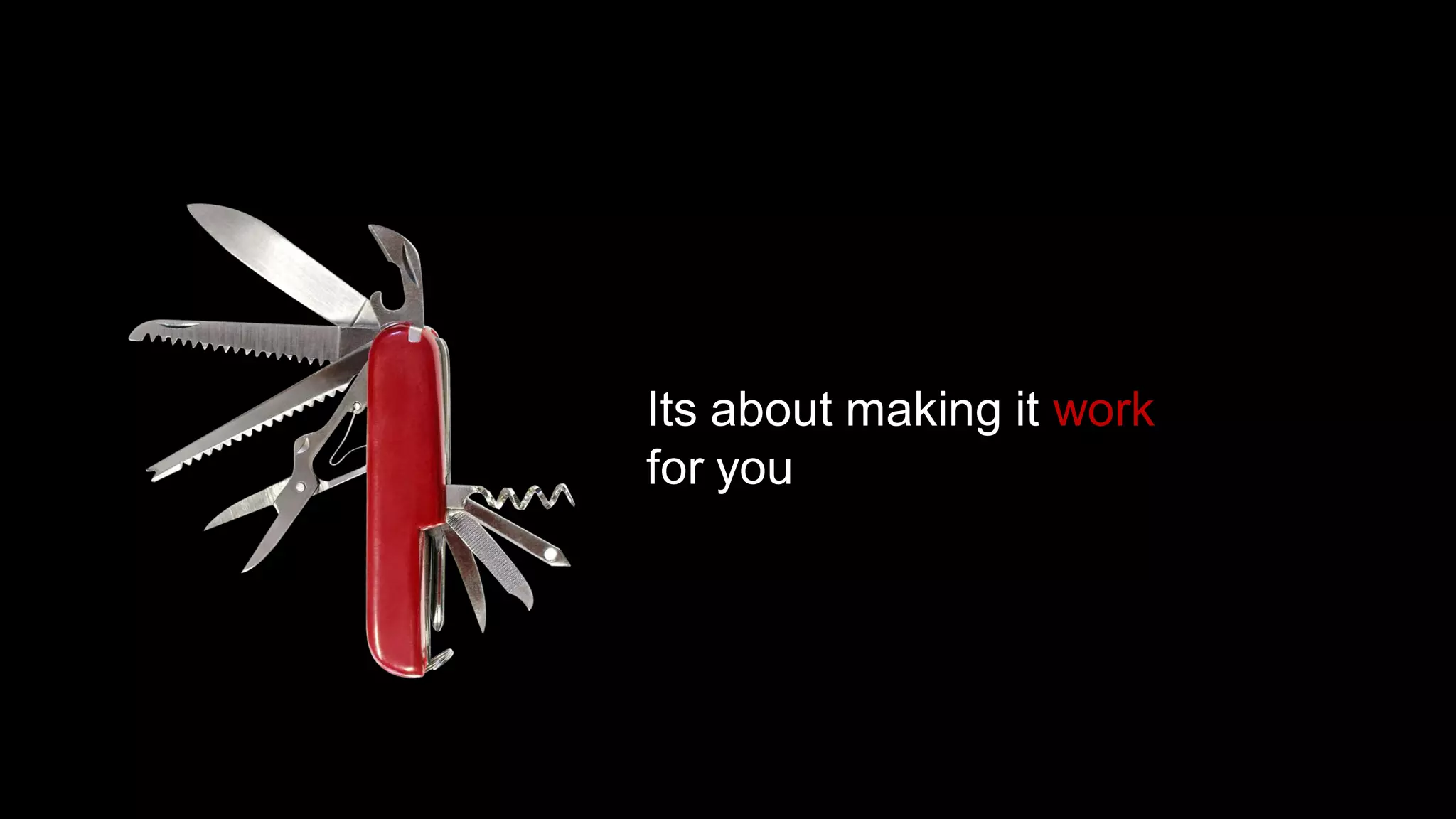 Its about making it work
for you
 