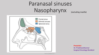 Paranasal sinuses
Nasopharynx (excluding maxilla)
Presenter:
Dr. P.Satheeshkumar
Surgical Oncology Resident
Prof S.Subbiah et al
 