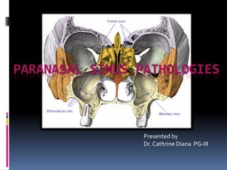 PARANASAL SINUS PATHOLOGIES
Presented by
Dr. Cathrine Diana PG-III
 