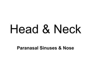 Head & Neck
Paranasal Sinuses & Nose
 