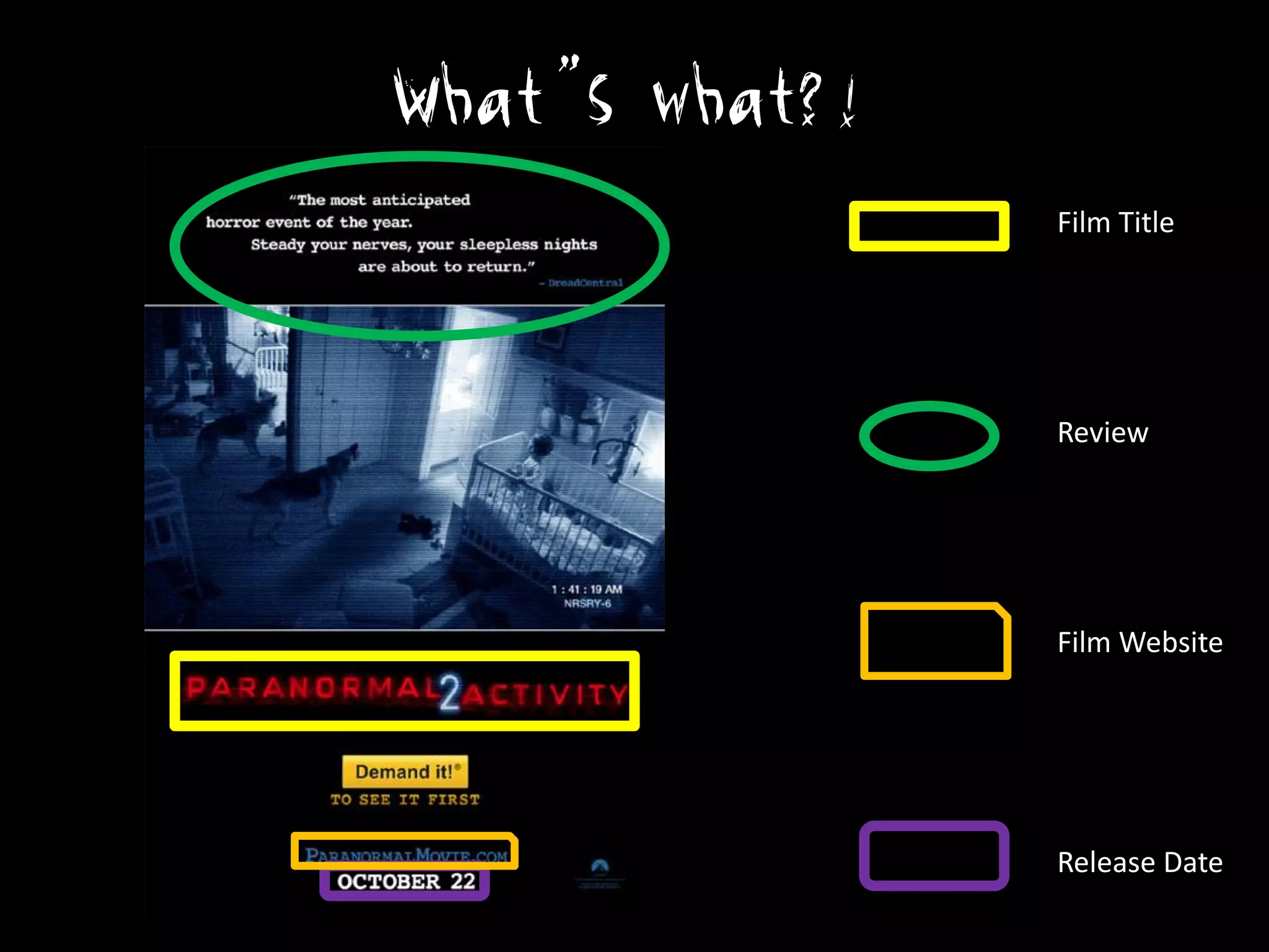 What’s what?!
                Film Title




                Review




                Film Website




                Release Date
 