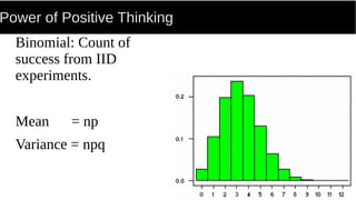 Power of Positive Thinking
Binomial: Count of
success from IID
experiments.
Mean = np
Variance = npq
 