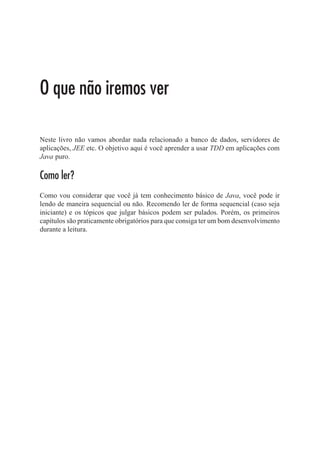 Capítulo 2 - Um pouco sobre o mundo Agile   19




O que temos no Scrum?
Isso é algo que você precisa saber: o que temos no Scrum, ou seja, a estrutura do
framework.

              ƒ Product Backlog: como já dito, é preciso que você termine este capítu-
              lo sabendo disso, é onde temos o trabalho a ser feito e esse trabalho é do
              product owner.

              ƒ Sprint Backlog:aqui é onde incluímos as atividades para a Sprint Cor-
              rente.

              ƒ Burndown chart: é um gráfico que indica a saúde de como anda o
              Sprint, ou seja, da para saber se vamos conseguir entregar tudo que
              temos dentro do tempo restante? O Burndown responde esse tipo de
              pergunta, por exemplo.

Homem-dias disponíveis no Scrum
É simplesmente a disponibilidade que o membro da equipe vai ter para o projeto, uma
vez que as pessoas possuem folgas para serem compensadas. Às vezes pode estar
temporariamente atuando em dois projetos e é cedido por apenas algumas horas por
dia. Isso é bem comum; não é o ideal, mas é a realidade. Um exemplo básico:

          Membro                                   Dias disponíveis
       Camilo Lopes                                          20
     Edson Gonçalves                                         10
       Ellis Ribeiro                                         20

                  Tabela1: Cálculo homem-dias disponível no Sprint

No exemplo acima temos 50 homem-dias disponíveis para esse Sprint X, levando em
conta que seria uma Sprint de 20 dias. Então quer dizer que posso colocar no Sprint
Backlog, hisstórias de até 50 pontos? Não. Para acharmos a quantidade de histórias
vamos fazer o cálculo de velocidade estimada do Sprint (o cálculo visto anteriormente):

50 * 50% = 25 pontos

Nosso Sprint não pode ultrapassar 25 pontos.
 