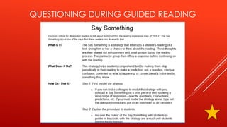 QUESTIONING DURING GUIDED READING
 