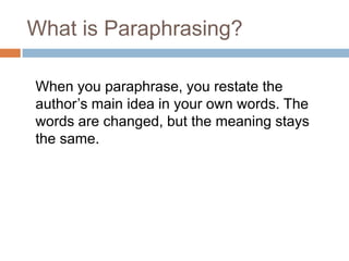 what does paraphrase mean