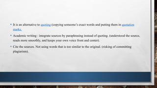 Paraphrase A paraphrase or rephrase is the rendering of the same text ...
