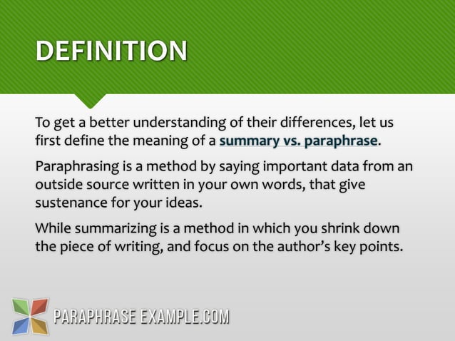 Paraphrase Vs. Summary | PPTX