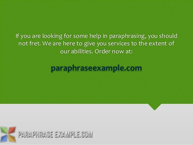 Help paraphrasing