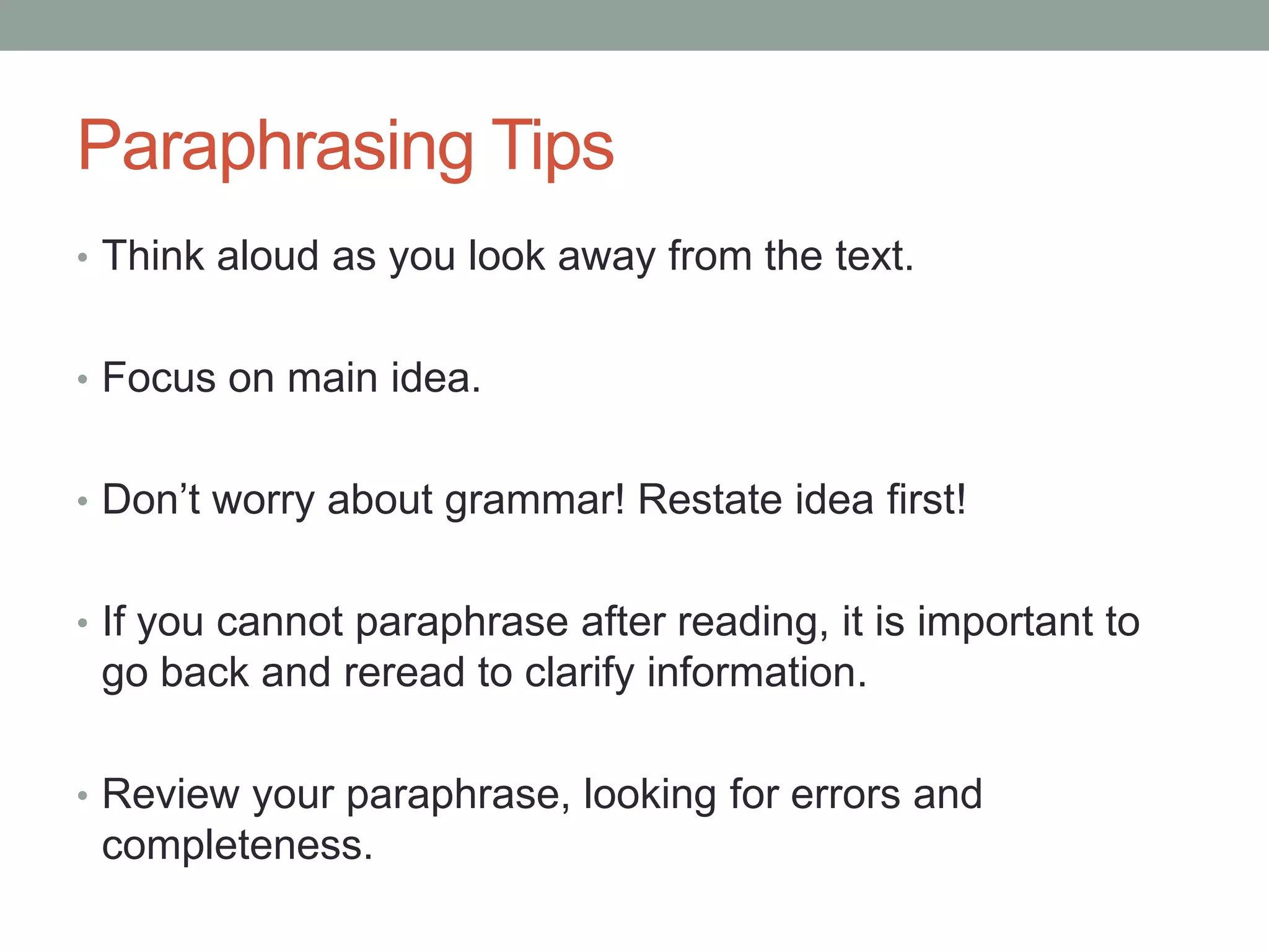 Paraphrasing Steps | PPT