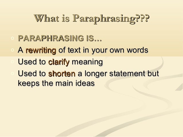 Paraphrasing Techniques Define In Communication 