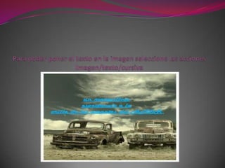 Para poder poner el texto en la imagen seleccione las acciones Imagen/texto/cursiva