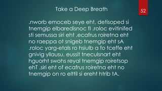 52Take a Deep Breath
.nworb emoceb seye eht, detisoped si
tnemgip elbaredisnoc fI .roloc evitinifed
sti semussa siri eht ,ecafrus roiretna eht
no raeppa ot snigeb tnemgip eht sA
.roloc yarg-etals ro hsiulb a fo tceffe eht
gnivig yllausu, eussit tneculsnart eht
hguorht swohs reyal tnemgip roiretsop
ehT .siri eht of ecafrus roiretna eht no
tnemgip on ro elttil si ereht htrib tA.
 