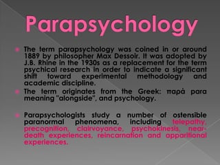 Parapsychology and other sciences | PPTX