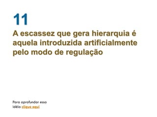 11
A escassez que gera hierarquia é
aquela introduzida artificialmente
pelo modo de regulação




Para aprofundar essa
idéia clique aqui
 