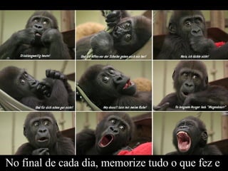 No final de cada dia, memorize tudo o que fez e  