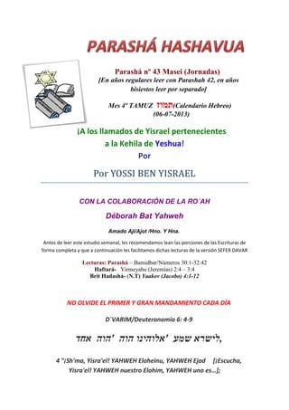 Parashah Parasha 43 masei | PDF