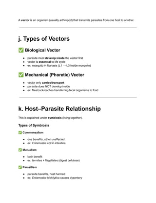 Unaffected Vector Parasit Lec part 1 mcq type quiz exam trial practice | PDF