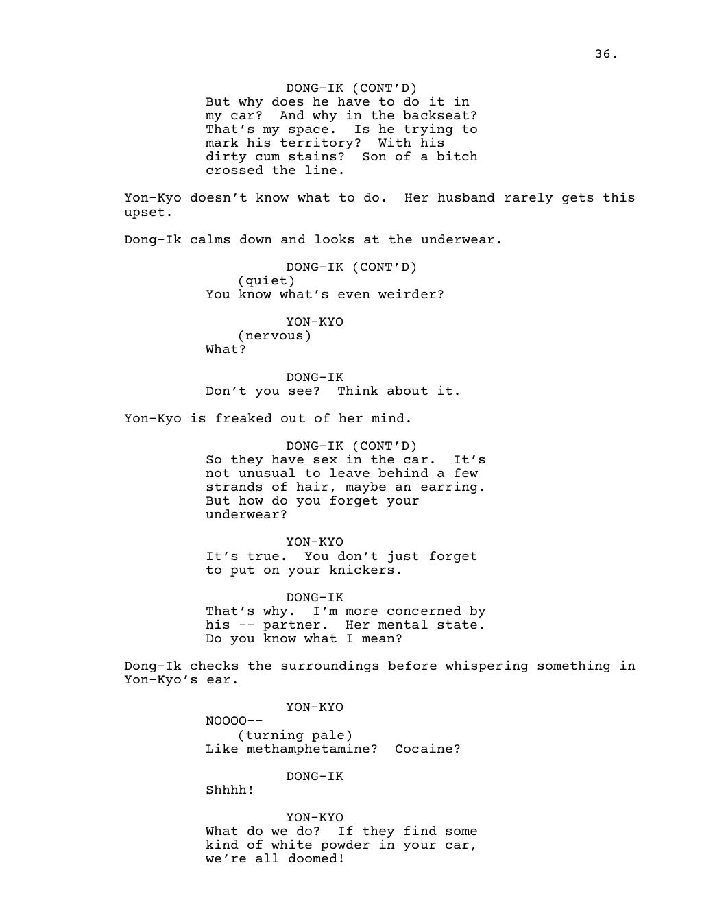 Parasite script (Screenplay)