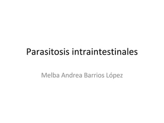 Parasitosis intraintestinales Melba Andrea Barrios López 