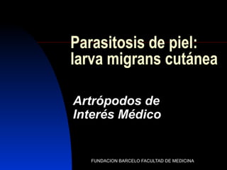 FUNDACION BARCELO FACULTAD DE MEDICINA
Parasitosis de piel:
larva migrans cutánea
Artrópodos de
Interés Médico
 