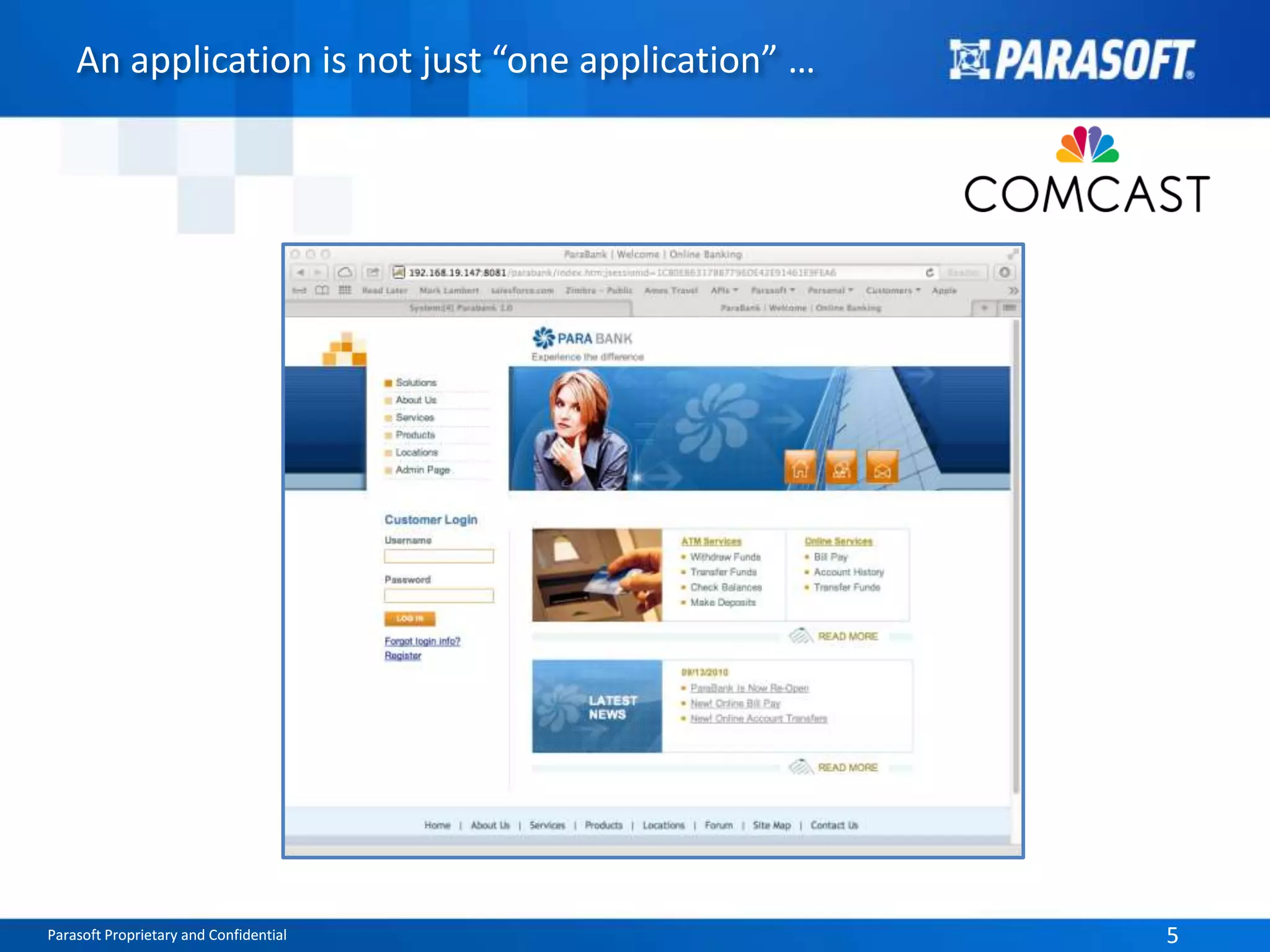 An application is not just “one application” … 
Parasoft Proprietary and Confidential 5 
 