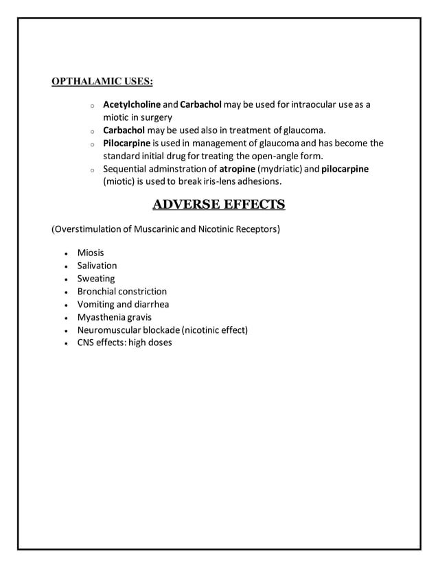 PARASYMPATHOMIMETICS AND PARASYMPATHOLYTICS CLASSIFICATION visual data 6