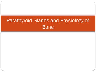 Parathyroid Glands and Physiology of
Bone
 