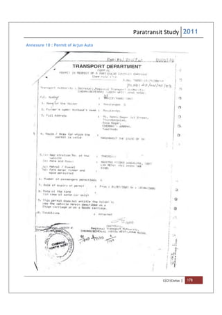Paratransit Study 2011
CCCF/Civitas | 178
Annexure 10 : Permit of Arjun Auto
 