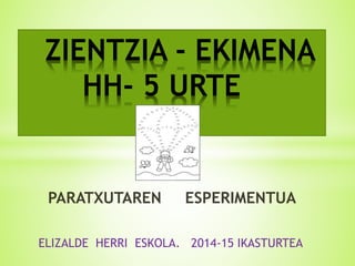 PARATXUTAREN ESPERIMENTUA
ELIZALDE HERRI ESKOLA. 2014-15 IKASTURTEA
ZIENTZIA - EKIMENA
HH- 5 URTE
 
