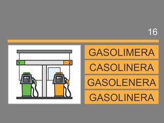GASOLINERA
GASOLENERA
CASOLINERA
GASOLIMERA
16
 
