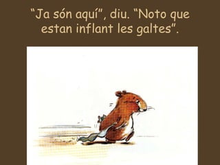 “ Ja són aquí”, diu. “Noto que estan inflant les galtes”. 