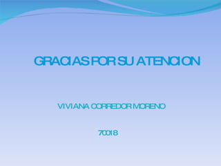 GRACIAS POR SU ATENCION VIVIANA CORREDOR MORENO 70018 