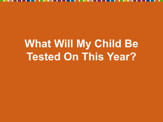What Will My Child Be
Tested On This Year?
 