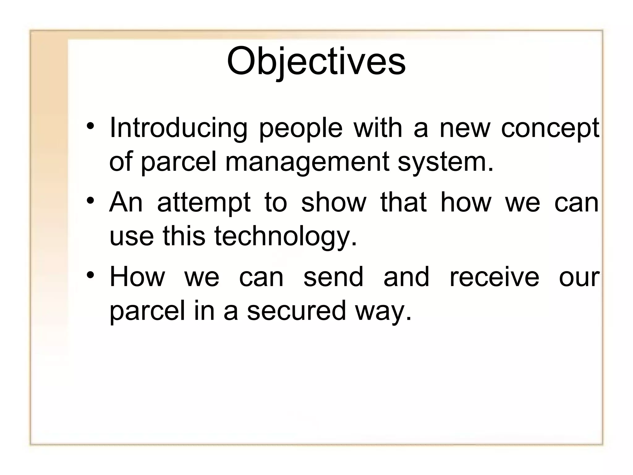 Parcel management system - presentation | PPT | Logistics and ...