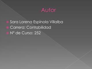  Sara Lorena Espínola Villalba
 Carrera: Contabilidad
 N° de Curso: 252
 