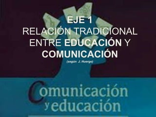 EJE1
          EJE 1
  RELACIÓN TRADICIONAL
RELACIÓN TRADICIONAL
   ENTRE EDUCACIÓN Y
 ENTRE EDUCACIÓN Y
     COMUNICACIÓN
    COMUNICACIÓN
        (según J. Huergo)
 