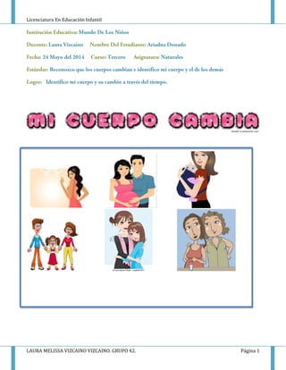 Licenciatura En Educación Infantil
LAURA MELISSA VIZCAINO VIZCAINO. GRUPO 42. Página 1
 