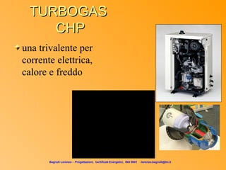 TURBOGAS
     CHP
una trivalente per
corrente elettrica,
calore e freddo




       Bagnoli Lorenzo - Progettazioni, Certificati Energetici, ISO 9001 - lorenzo.bagnoli@tin.it
 