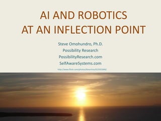 AI AND ROBOTICS
AT AN INFLECTION POINT
Steve Omohundro, Ph.D.
Possibility Research
PossibilityResearch.com
SelfAwareSystems.com
http://www.flickr.com/photos/klearchos/623501846/
 