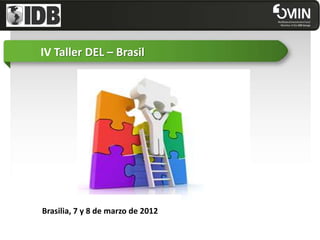 IV Taller DEL – Brasil




Brasilia, 7 y 8 de marzo de 2012
 