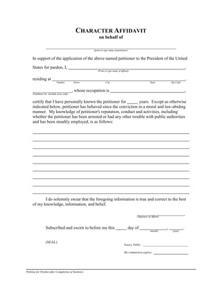 Pardon Applications Examples Pardon form | PDF