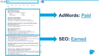 AdWords: Paid
SEO: Earned
 
