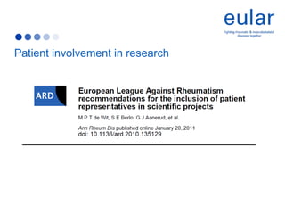 Patient involvement in research
 