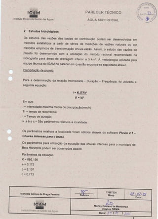 Parecer Igam - Processo Outorga n 151 2011