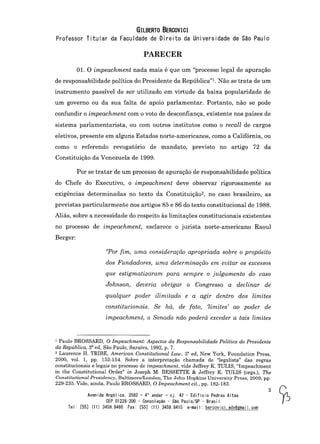 Parecer impeachment bercovici