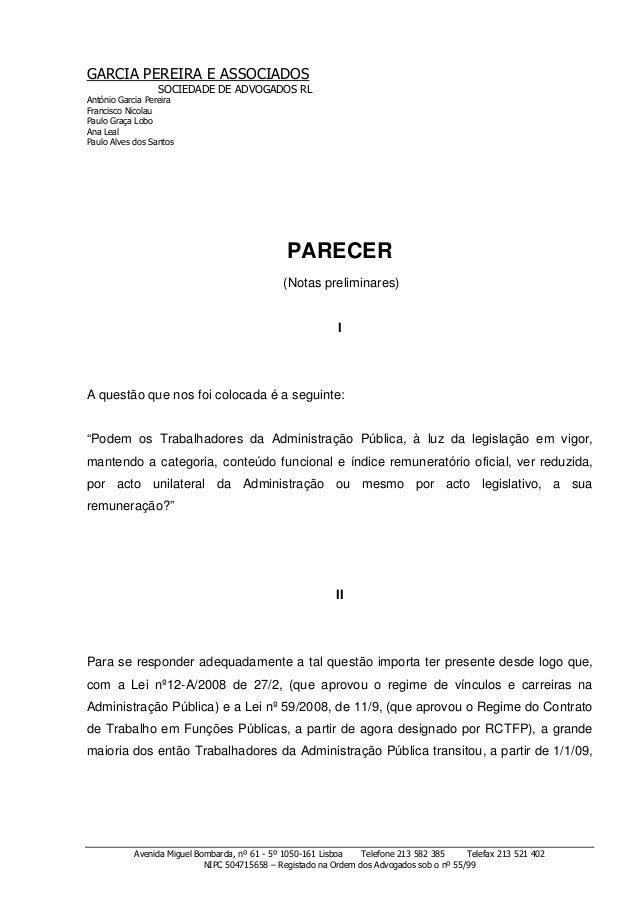 Parecer juridico garcia pereira