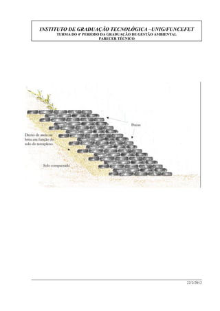 INSTITUTO DE GRADUAÇÃO TECNOLÓGICA –UNIG/FUNCEFET
TURMA DO 4º PERIODO DA GRADUAÇÃO DE GESTÃO AMBIENTAL
PARECER TÉCNICO
22/2/2012
 