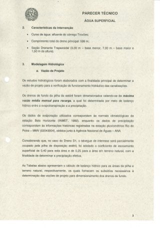 Parecer técnico da Supram - Processo de outorga nº 11206 2013